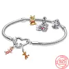 925 Oso de Plata Rosa Piggy Tigger Charm Accesorios de Joyería de Moda Adecuado para PAN Pulseras de Moda Regalos de Joyería de Mujer Envío Gratis