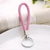 40 Färg PU -läder flätad vävd nyckelringslingringar passar DIY Circle Pendant Key Chains Holder Car Keyrings smycken Tillbehör i bulk DF335