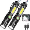 Lanterna LED magnética portátil com zoom, 2 unidades - à prova d'água, recarregável por USB, 4 modos de iluminação - ideal para camping e reparos