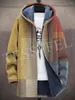 Men's Trench Coats Fashion Gradient Graffiti Colorful Vintage DPrint Windbreaker Winter Harajuku Jacket Zipper Hoodies Fleece