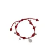 Браслеты-подвески Красный веревочный браслет для женщин с подвеской-колокольчиком Модные украшения в этническом стиле Высокое качество Аксессуары для платья ручной работы