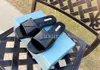 Designers Sandals Brushed Leather Women Slippers High Heels Platform Slides Triangle Flip Flops Flat Slides Screen-printed Ladies Shoes