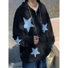 Men S STAR Patch Zip Up Hoodie för män överdimensionerade Y2K Sweatshirt Jacket E Girl 90s Pullover Streetwear 231220