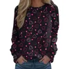 Kvinnors tankar Spring och Autumn Leisure Fashion Valentine's Day Print långärmad t -skjorta Toppar Shirttail 2x Tunika för kvinnor