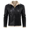 Fourrure pour hommes Fausse fourrure hiver polaire veste en cuir pour hommes chaud moto en cuir vêtements d'extérieur pour hommes décontracté col rabattu manteaux PU Moto Biker vestes homme 231220