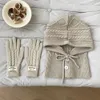 Muts/schedelmutsen Gebreide bivakmuts Winter Warm Dikker Imitatie Kasjmier Sjaal Set Sjaal Gesplitste Vingerhandschoenen Wol Pullover Hoedaccessoires 231219