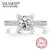 Yhamni Luxury Princess Solid 925 Sterling Silver Rings Bröllopsengagemang Acessory Cubic Zirconia Diamond Jewelry Ring for Women308o