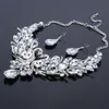 Zestawy biżuterii ślubnej Clear Crystal Bridal Srebrny kolor Swan Wisiant Naszyjnik Kobiety Podtrzymy