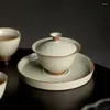 Teaware Sets Honey Glacier Relieve Peony Three Types Of Bowls Single Ceramic Chinese Set With Cover Tea Cup Not