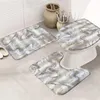 Tapetes de banho 3 pcs cortina de chuveiro de mármore moderno abstrato cinza ouro crackle textura irregular minimalista tapete de toalete