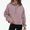 Sudaderas para mujer sudadera yoga diseñador de yoga moda media zip suéter deportivo femenino chaqueta gimnasia suelta fitness peluche de lujoso algodón de algodón al aire libre