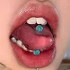 Tongue Dings, Garota Picante Única, Chá de Leite de Vidro de Aço Titânio, Fio de Olho de Gato, Joias Piercing de Cor Menta Fresca para Homens e Mulheres