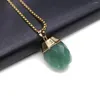 Collane con ciondolo Ovale sfaccettato Quarzo trasparente Avventurina verde Ametiste Collana in pietra naturale Collana di gioielli di guarigione Reiki Regalo per uomo Donna