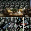 Black Green Flower And Leaf Wallpaper Peel Stick Botanical Selfadhesive Wall Sticker Waterproof Floral PVC Room Decor 231220