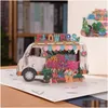 Gift Cards 3D Flower Truck Birthday Card for Wife Mom Daughter Mothers Day Greeting Drop Delivery Toys Gifts Dhkno