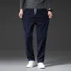 Pantalon décontracté en velours côtelé pour homme, taille élastique, ample, droit, kaki, noir, épais, vêtements de marque, automne et hiver 231220