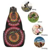 Sacs de taille Boho Boho Sac à poitrine pour hommes Femmes Bohemian Crossbody Sling Purse Purse de voyage de randonnée de randonnée sport avec sangle réglable