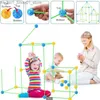 Игрушечные палатки строительство замков туннели палатки Diy Tent Kids Construction Toys Kit 3D Play House Toys для рождественских подарков Q231220