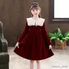 Robes de fille Robes de fille à manches longues vêtements pour enfants coréen adolescents robes de princesse de fête printemps enfants robes de noël rouge noir 4-14 ans
