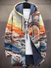 Men's Trench Coats Fashion Gradient Graffiti Colorful Vintage DPrint Windbreaker Winter Harajuku Jacket Zipper Hoodies Fleece