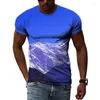 Men's T Shirts Tide Summer Fashion Scenery Picture Casual Print Tees Hip Hop Personality Round Neck Short Sleev Tops