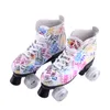 wholesale of New Illusionary English Double Row Skating Shoes by Manufacturers Adult Roller Skating Shoes Four Wheel Skating Flash Shoes for Men and Women