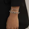 Bracelet en cuir avec chaîne de luxe plaqué or 18 carats, en acier inoxydable, pour hommes et femmes, cadeau 232V, 2023