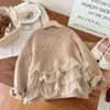 Pullover Girls Sweater Autumn Winter Children Sticked Spets Sweatshirts For Baby 1 till 7 Years Woolen Tops Clothes Pullover