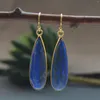 Boucles d'oreilles en peluche Nature Rose Quartz / Lapis Amethyst Sunstone Water Drop Forme d'oreille pour les femmes