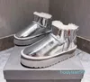 designerskie kobiety buty śnieżne srebrne srebrne srebrne miękkie botki futra przeciwzliide grube dno damowe botki zimowe ciepłe buty