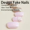 False Nails Woman Fake Nail With Glitters Gold And Pink Christmas Full Cover Artificial For Women Girl Party Activity