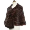 Kvinnors jacka 100 Natural Mink Fur Shawl Fashion Knitting Flower Design Real Capes Lady Luxury Solid Poncho Ex Factory Price 231219