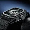 Orologi da polso OBLVLO All Black Creative Men Watch Carica automatica Meccanico automatico con specchio in zaffiro Impermeabile 50M Orologi luminosi quadrati