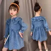 Girl's Dresses Kids Denim Dresses New Fashion Children Clothes Long Sleeves Teenager Jean Dress Teenager Clothing 7 8 9 11 12 14 Years