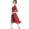 Party Dresses Robe Femme Red 2023 Chiffon Vestido Plus Size Floral Summer Dress Women Clothing O-Neck Woman Vestidos Mujerfyy512