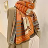 Шарфы 2023, зимний теплый шарф из искусственного кашемира, женский двусторонний двухцветный шаль с длинной теплой шеей