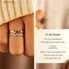 Solitaire Ring Vintage Double Wave Ring With Card Minimalist Aesthetic Adjustable Zircon Inlaid Wavy Ring for Women Fashion New In Jewelry GiftL231220