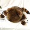 Boinas Lady Real Raccoon Pur Cap cauda Mulheres Capés Naturais Chapéus Para Orezes de Bombo -Bomer de Moda de Moda de Moda de Inverno