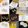 mode Womens designer Stud F Merk oorbel eenvoudige Brief diamant Hoops Bruiloft sieraden Voor Vrouwen Liefde Geschenken 14 stijlen