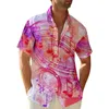 Mäns avslappnade skjortor manlig skjorta kort ärm musik tryck tunika sommar hawaii lapel halsknapp semester rese strandkläder