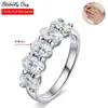 Solitaire Ring Serenity Day Real D Color 5 Stones 2.5 4*6mm Oval Full Moissanite Rings for Women S925 Sterling Silver Band Fine Jewelryl231220