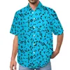 Casual overhemden voor heren, overhemd met muzieknotenprint, wit en zwart strand, losse Hawaiiaanse nieuwigheidsblouses, ontwerp met korte mouwen, overmaatse kleding