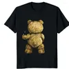 Homens Camisetas Teddy Bear Jogando Badminton Camiseta Roupas de Exercício Manga Curta Tops Gráficos Kawaii Homens Mulheres Camisa Impressa Top