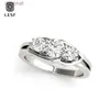 Кольцо-пасьянс LESF с 3 камнями, круглый муассанит с бриллиантом, кольцо из стерлингового серебра 925 пробы для женщин, обручальные кольца, подарок на помолвкуL231220