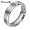 Band Rings 6mm Men's Tungsten Ring Carbide Black Silver Color Brushed Comfort Engagement Rings Polished Edges Wedding Band Promise Jewelry 231219
