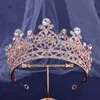 Headwear Green Rose Red Crystal Tiara Crown For Women Girls Wedding Princess Bridal Hair Dress Party Accessories