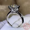 Кольца кластера Пасьянс 1 5ct Lab Diamond 24K Золотое кольцо Оригинальное серебро 925 пробы Обручальное обручальное кольцо для женщин Свадебные Jewe272w