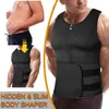 Männer Neopren Sauna Reißverschluss Taille Trainer Korsett Weste Bauch Trimmer Kompression Body Shaper Shirts Abnehmen Gürtel Faja Shapewear 231219