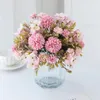 Dekoracyjne kwiaty sztuczne jedwabne hortensje domowe dekoracja wazon wazon świąteczny wieniec wesel