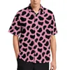 Chemises décontractées pour hommes Blouses dalmates mignonnes mâle rose et noir hawaïen à manches courtes imprimé vintage surdimensionné chemise de plage idée cadeau